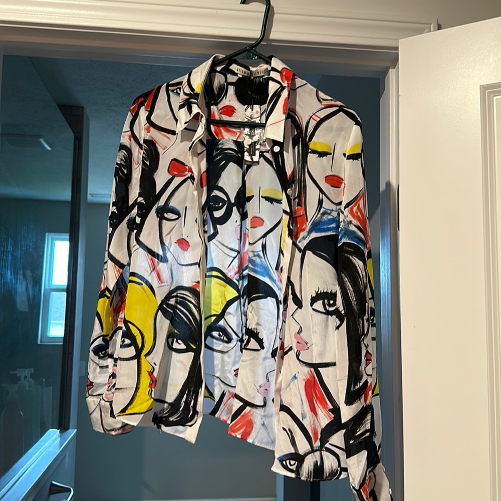 Alice + Olivia Multicolor Graphic Button Down Shirt